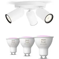 Philips Pongee Med 3 Spotter, Hvite + 3 Fargede Gu10-pærer