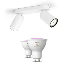 Philips Pongee Med 2 Spotter, Hvite + 2 Fargede Gu10-pærer