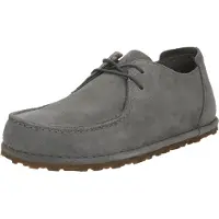 Birkenstock for man. 1030035 Gray Utti Lace Leather Shoes (Regular Fit) (45), Flat, Suede, Laces, Casual, Grey