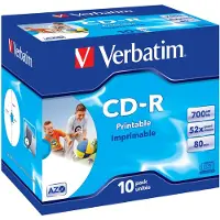 Verbatim - 10 x CD-R - 700 MB (80 min) 52x - blekkstråleskrivbar overflate, bred skrivbar overflate - CD-eske