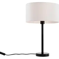 QAZQA Bordlampe svart med oval linskjerm hvit 35 cm - Simplo