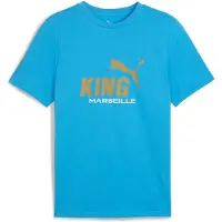 Puma Olympique de Marseille KING Logo Tee Men, Sport, Azure/Gold, S