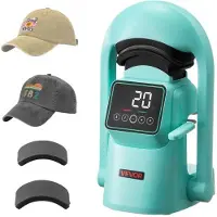 Vevor automatisk hattevarmepresse, med 2 utskiftbare plater, automatisk åpning og utløsning, berøringsskjerm for presis tids- og temperaturkontroll, varmeoverføringstrykk for luer, hatter, grønn