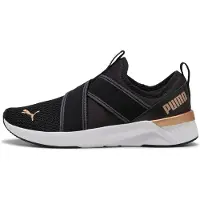 Puma SOFTRIDE Harli Slip-On Running Shoes Women, Sport, Black/White/Gold, 35.5