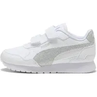 Puma ST Runner v4 Glitter Sneakers Kids, Shoes, White/Silver/Cool Light Gray, 31.5
