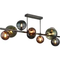 Globo Taklampe Riha, lengde 87 cm, røykgrå/svart, 9 lyskilder.