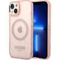 GUESS GUHMP14SHTCMP iPhone 14 6,1" rosa/rosa hardveske Gold Outline Translucent MagSafe