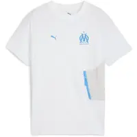 Puma Olympique de Marseille PUMATECH Pocket Tee Youth, Clothing, White/Azure, 9-10Y