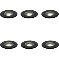 QAZQA Sett med 6 moderne utendørs jordspotlights svart 35 mm justerbare IP65 - Delux