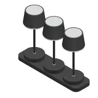 FH Lighting LED-bordlampe med batteri Gardo, sett med 3, ladestasjon, svart
