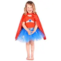 Den Goda Fen Kostymekjole Supergirl Med Kappe 110-116 cm Den Goda Fen