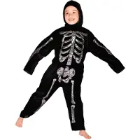 Den Goda Fen Maskeradedrakt Jumpsuit Skeleton 5-6 år