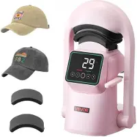 Vevor automatisk hattevarmepresse, med 2 utskiftbare plater, automatisk åpning og utløsning, berøringsskjerm for presis tids- og temperaturkontroll, varmeoverføringstrykk for capser, hatter, rosa