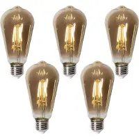 LUEDD Sett med 5 E27 dimbare LED-pærer ST64 røykglass 5W 450 lm 2700K