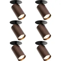 QAZQA Sett med 6 moderne innfelte spotter mørk bronse GU10 50mm - Chels