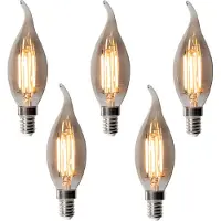 LUEDD Sett med 5 E14 dimbare LED-pærer BXS35 røyk 4W 300 lm 2200K
