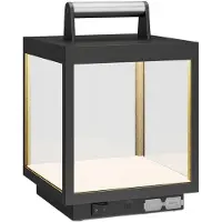 LUCANDE LED oppladbar bordlampe Cube, aluminium, IP54, dimbar