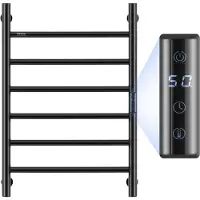 Vevor håndkletørker med 6 stenger, veggmontert håndkletørker for bad, IPX5 vanntett håndkletørker med timer og LED-skjerm, 5 trinn justerbar temperatur håndkletørker, svart