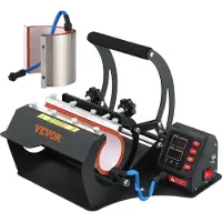 Vevor Krusvarmepresse, 11oz/11,5 cm og 20oz/22 cm to plater, LCD-kopppresse med avtakbare overførings-sublimeringsmatter, DIY-presse for tynne kaffeglass, silikageltrykk, svart