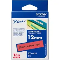 Brother TZe-431 - sort på rød 12mm x 8m