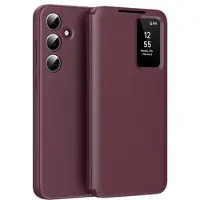 Mtp Products Samsung Galaxy A55 Smart Clear View Flip-etui med kortspor - vinrød