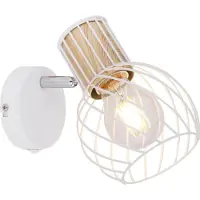 Globo Vegglampe Louise i hvitt med fatning i treutseende