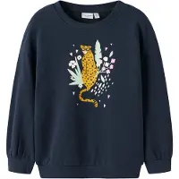 Name it Collegegenser - NmfValona - Navy Blazer/Cheetah - - 2 år (92) - Collegegenser