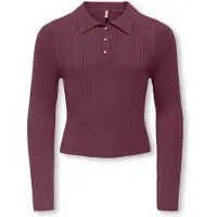 Kids Only Polo - Rib - Strikk - KogMila - Mauve Wine/Gold Knapp - - 13-14 år (158-164) - Polo