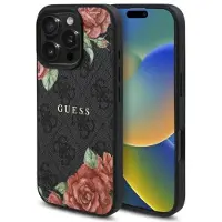 GUESS GUHMP16LP4ROPEMCK iPhone 16 Pro 6,3" svart/svart hardcase 4G Flowers Print MagSafe