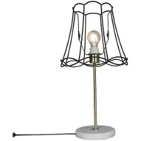 QAZQA Retro bordlampe messing med Granny Frame svart 30 cm - Kaso