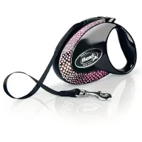 Flexi Glam Composition hundebånd, svart - Størrelse M: opptil 20 kg (5 m)