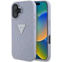 GUESS Hot Stamp 4G-mønster trekant metallogo iPhone 16 etui - lilla