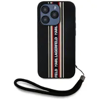 Karl Lagerfeld Saffiano Athleisure Stripes Cord iPhone 15 Pro-etui - rød