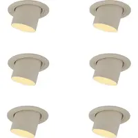 QAZQA Sett med 6 innfelte spotter beige GU10 50 mm runde, roterbare og vippbare - Installa
