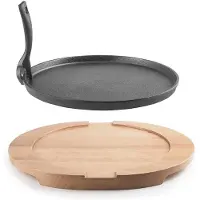 Ibili Støpejernplate + Trebase 30 Cm