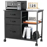 Vevor metallarkivskap, mobilt arkivskap med 3 stoffskuffer og 2 åpne hyller, vertikale arkivskap i tre med hjul for Letter-, A4- og Legal-mapper, enkel montering, svart