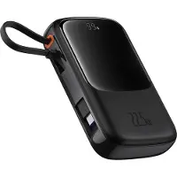 Baseus Qpow Pro+ 10000mAh 22,5W powerbank med innebygd USB-C-kabel og skjerm - svart