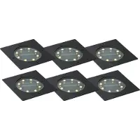 QAZQA Sett med 6 bakkespotter svart firkant inkl. LED IP65 Solar - Terry