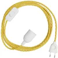 Creative Cables Snakebis Twisted E27 Kabelsett Med Lampeholder. Stoffflettet Kabel Og 2-pin Plugg 3 M