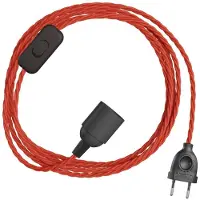 Creative Cables Snakebis Twisted E27 Kabelsett Med Lampesokkel. Stofftrukket Kabel Og 2-pinners Plugg 3 M