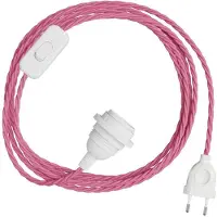 Creative Cables Snakebis Twisted E27 Lampeskjerm-kabelsats Med Lampeholder. Stofftrukket Kabel Og 2-pinners Støpsel 1.8 M