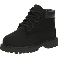 Timberland unisex for kids. TB1128070011 Premium 6 Inch Lace Up Leather Boot Black (27), Flat, Laces, Casual, Outdoor, children's fashion