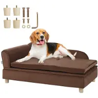 Vevor kjæledyrsofa, hundesofa for store hunder og katter, myk fløyelsaktig hundesofa, 110 lbs lastekattesofa, mørkebrun