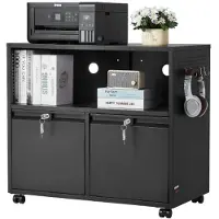 Vevor metallarkivskap med 2 skuffer, lateralt arkivskap med lås og justerbare opphengsstenger, brede arkivskap for hjem og kontor, passer til Letter, A4, Legal-størrelse, enkel montering, svart