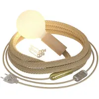 Creative Cables Uten Pære Plug-in Lampe Med Flettet Jute Tau