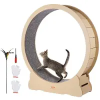 Vevor Trehjul for Katt, 52" Stort Tredemøllehjul for Innekatter, Løpehjul for Katt med Avtakbart Teppe og Katteteaser for Løping/Gåing/Trening, Passer for De fleste Katter