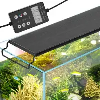 Vevor akvarielys med LCD-skjerm, 18W fullspektret fisketanklys med 24/7 naturlig modus, justerbar lysstyrke og timer - uttrekkbare braketter i aluminiumslegering for 18"-24" ferskvannsakvarium