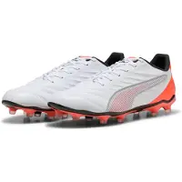 Puma KING PRO FG/AG Football Boots Unisex, Shoes, White/Silver/Glowing Red, 46