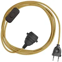 Creative Cables Snakebis E27 Lampeskjerm-kabelsett Med Lampeholder. Farget Stoffkabel Og 2-pinners Plugg 3 M