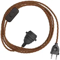 Creative Cables Snakebis Twisted E14 Lampeskjerm-kabler Sett Med Lampeholder. Stofftrukket Kabel Og 2-pinners Støpsel 1.8 M